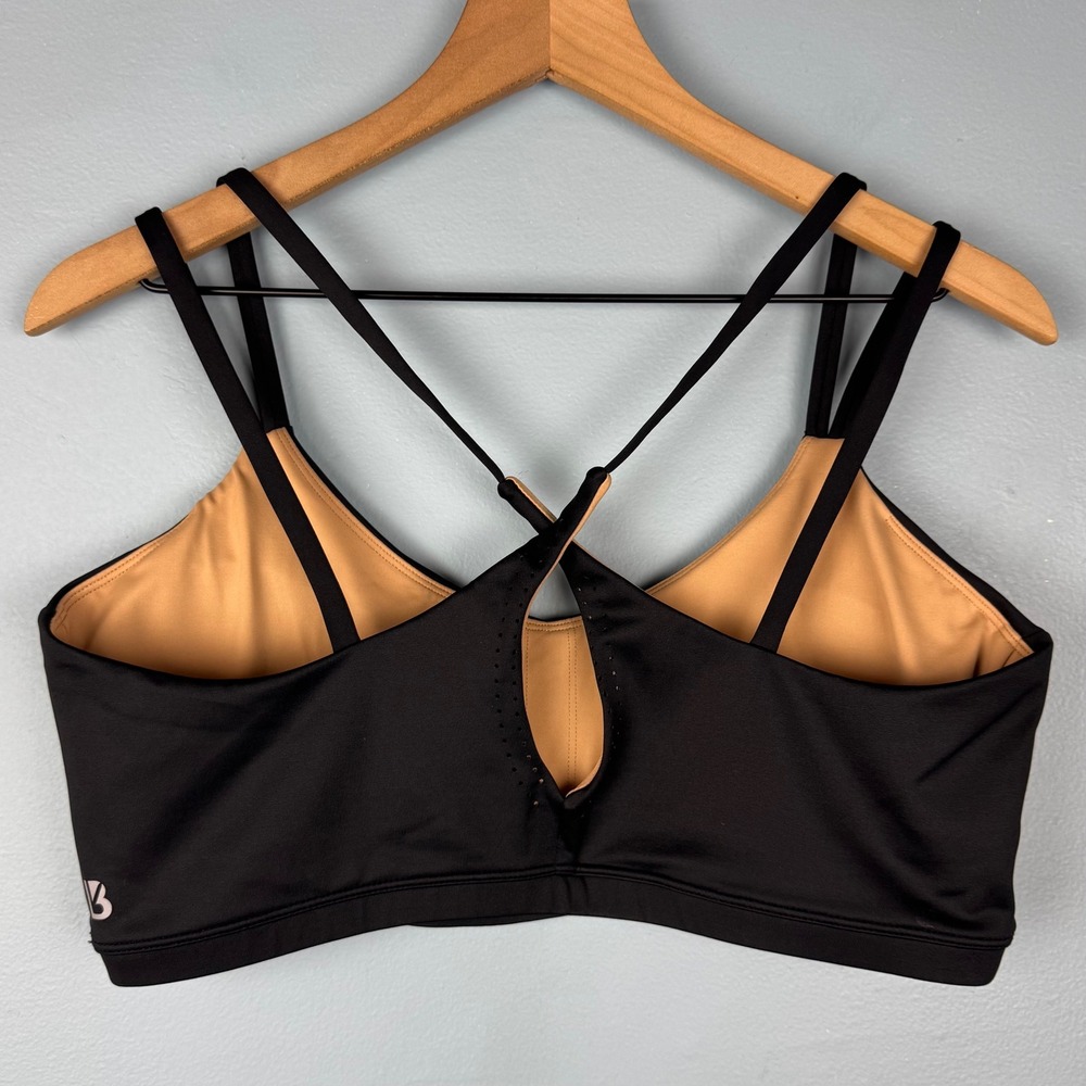 Buffbunny Womens 2XL Black Strappy Crisscross Back Sports Bra Performance Padded